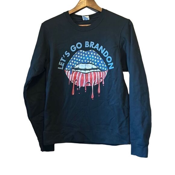 Let's Go Brandon Patriotic Graphic Sweatshirt Crewneck Pullover Top - Picture 1 of 4